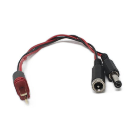 SafeConnect Nylon T-Connector Male Connector to DC Jack Male/Female Pair Connector Battery Adapter Cable