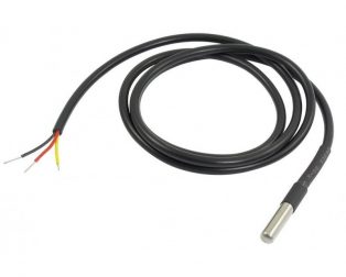 DS18B20 Water Proof Temperature Probe - Black (1m) Original Chip (Robu.in)