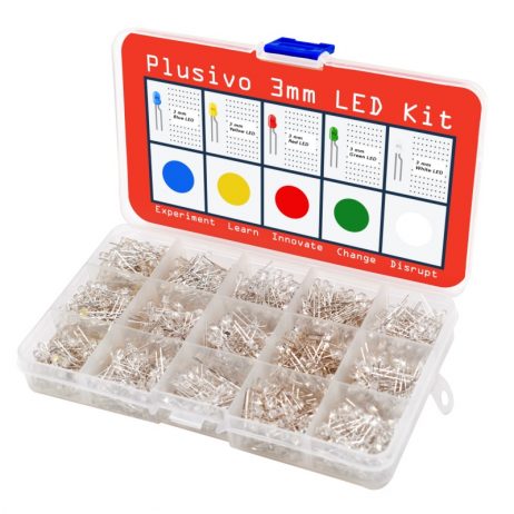 Plusivo 3mm Clear Lens LED Assortment Kit with Bonus Resistor Pack