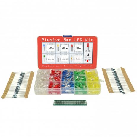 Plusivo 5mm LED Assortment Kit (500pcs) With Bonus PCB And 220 Ω Resistors(100pcs)