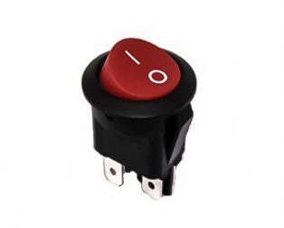 6A 250V AC DPST ON-OFF Red Round Rocker Switch