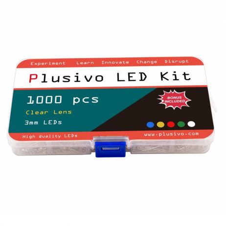 Plusivo 3mm Clear Lens LED Assortment Kit with Bonus Resistor Pack