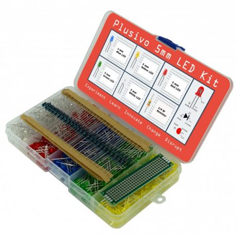 Plusivo 5mm LED Assortment Kit (500pcs) With Bonus PCB And 220 Ω Resistors(100pcs)