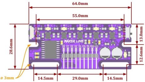 Maker Line: Simplifying Line Sensor For Beginner - Dimensions    