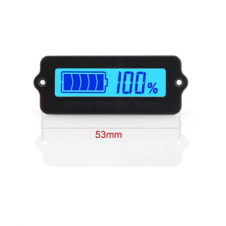 LY6W 12V to 24V Real-time Lithium Battery Power Monitor with White- Blue LCD