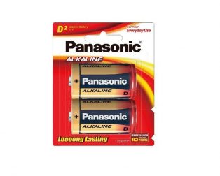 Panasonic Alkaline D-Size Battery - Pack of 2- LR-20T/2B