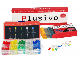 Plusivo 3mm and 5mm Diffused LED Assortment Kit with Bonus Resistor Pack