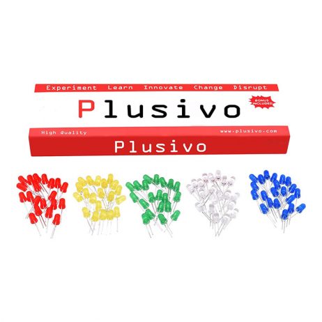 Plusivo 3mm and 5mm Diffused LED Assortment Kit with Bonus Resistor Pack