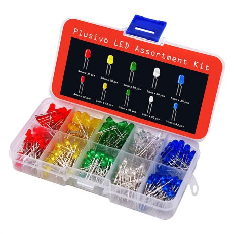 Plusivo 3mm and 5mm Diffused LED Assortment Kit with Bonus Resistor Pack