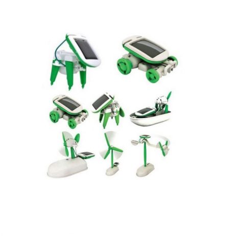 6 in 1 DIY Solar Powered Car Windmill Puppy Airboat Plane Learning Toy Kit