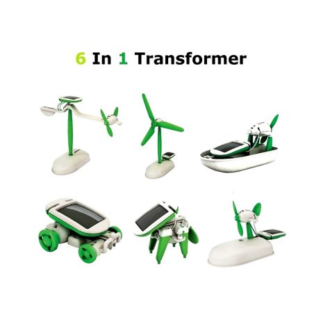 6 in 1 DIY Solar Powered Car Windmill Puppy Airboat Plane Learning Toy Kit