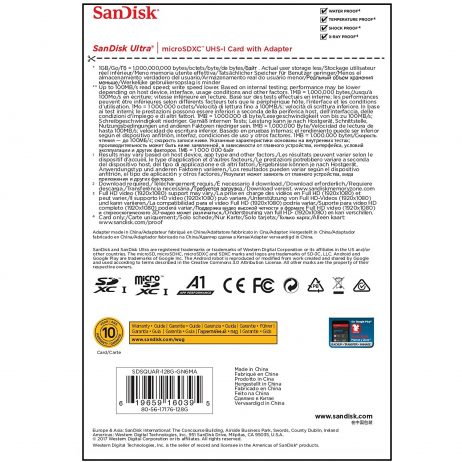 SanDisk Micro SDXC USH-I 128GB Class 10 Memory Card