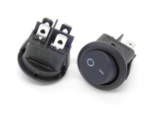 6A 250V AC DPST ON-OFF Black Round Rocker Switch