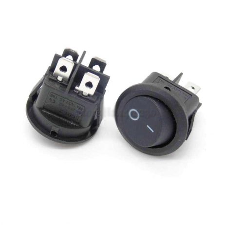 6A 250V AC DPST ON-OFF Black Round Rocker Switch