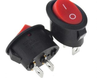 10A 250V AC SPST ON-OFF Red Oval Rocker Switch - 2pcs.