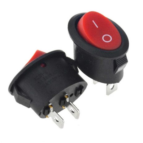 10A 250V AC SPST ON-OFF Red Oval Rocker Switch - 2pcs.