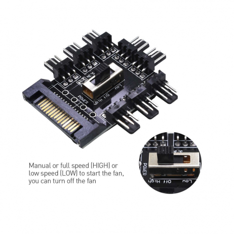 Tishri 8 Port Sata to 3 Pin Fan Splitter