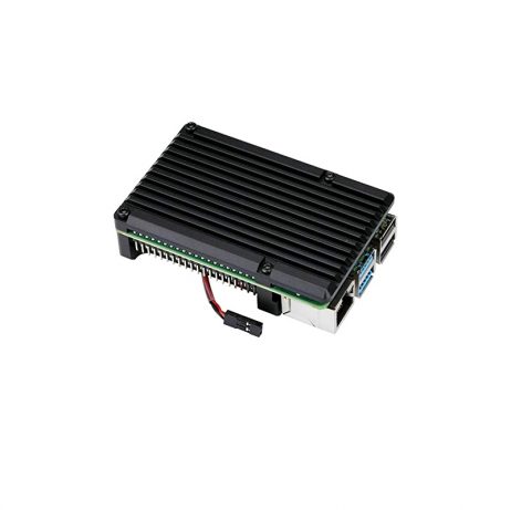 Aluminum Heat Sink Case with Double Fans for Raspberry Pi 4B - Black