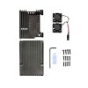 Aluminum Heat Sink Case with Double Fans for Raspberry Pi 4B - Black