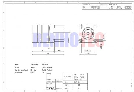 SMB Connector Coaxial Plug Straight Through Hole PCB Mount