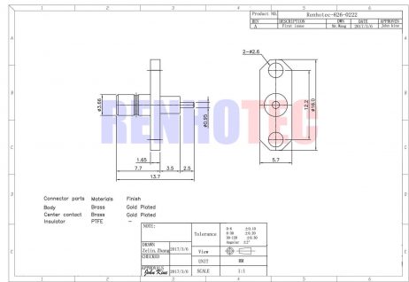 SMB Connector Straight Flange Female 2 Hole for Panel Mount