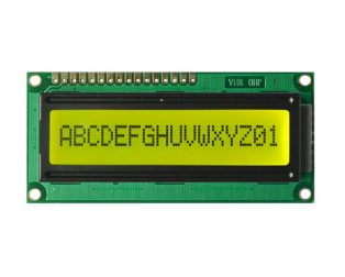 JHD 16×1 Character LCD Display With Yellow Backlight