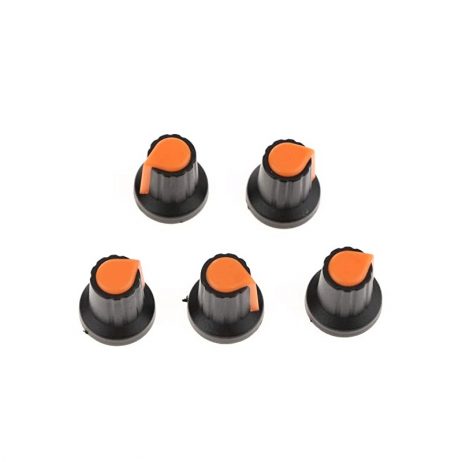 Potentiometer Knob Rotary Switch Cap Orange Color- Pack of 5 Pcs.