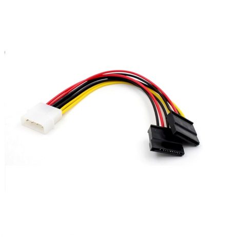 Generic 4PIN D Type 1 Big Female to 2 SATA 15PIN Female Power Cord 1