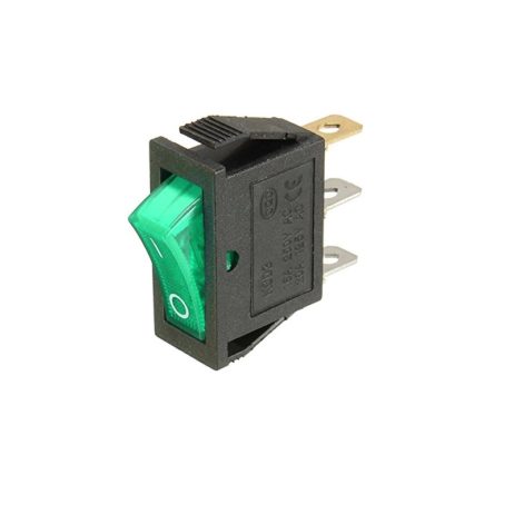 Rocker switch 16A 250V 3PIN Green led