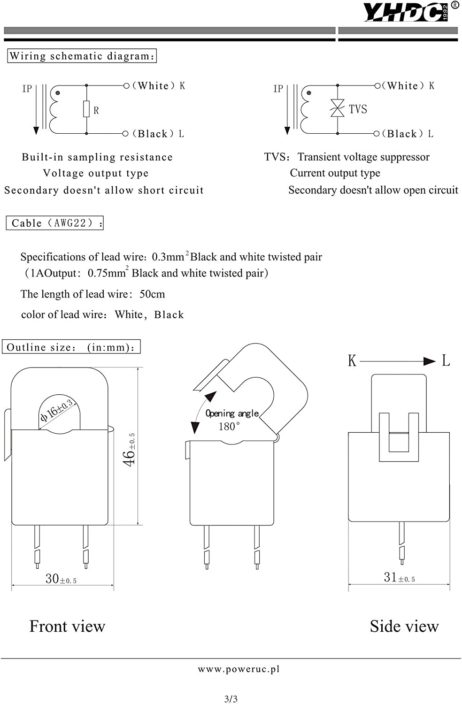 YHDC YHDC SCT016S 200A100mA Split Core Current Transformer 3