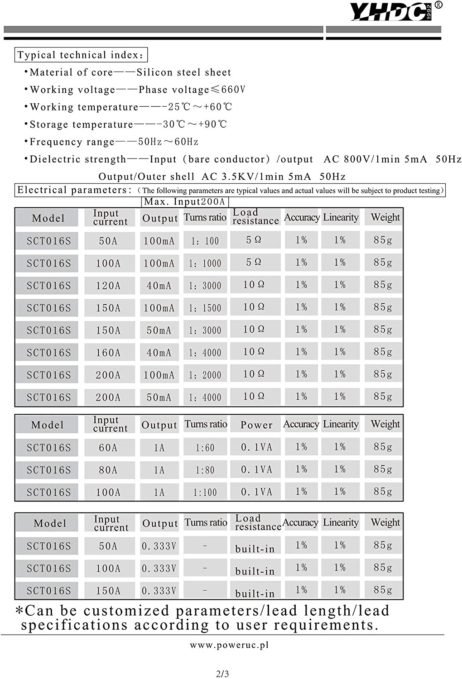 YHDC YHDC SCT016S 200A100mA Split Core Current Transformer 5