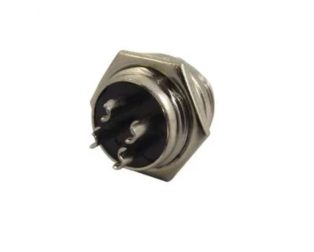 Circular-Connector-Panel-Mount-Plug-4-Contacts-Solder-Pin-Metal-Body