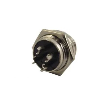 Circular-Connector-Panel-Mount-Plug-4-Contacts-Solder-Pin-Metal-Body