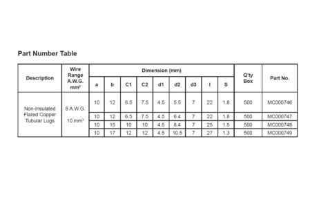 Generic MC000746 COPPER TUBULAR LUG 5.3MM 8AW 4