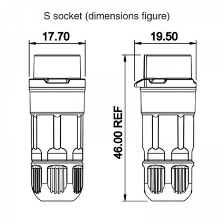 LP-12 Female 2 Pin Soldering Type Floating Power Socket with Plastic Shell IP67 125V 5A