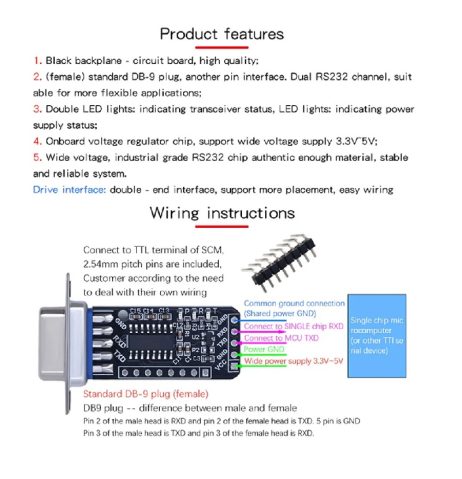 RS232 to TTL Serial Port Converter Adapter Communication Module