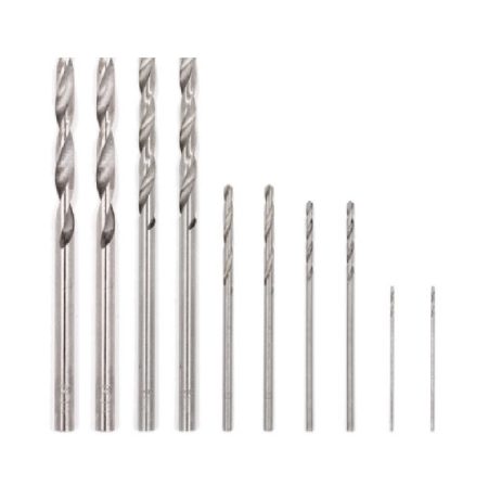 10pcs Twist Drill Kit, 2x each size: 0.7mm 8.0mm 1.0mm 1.2mm 1.4mm