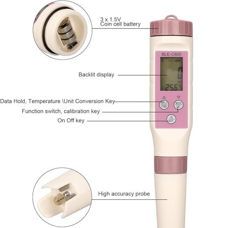 Generic BLE C600 Smart Bluetooth 7 In 1 PH TDS EC ORP SALY S.G Temperature PH Meter 3