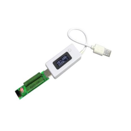 Generic White USB Tester with Load Current Detector and Voltmeter with LCD Screen Monitors Mobile Power Capacity 1