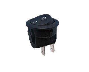 6A 250V AC DPST ON-OFF Black Round Rocker Switch