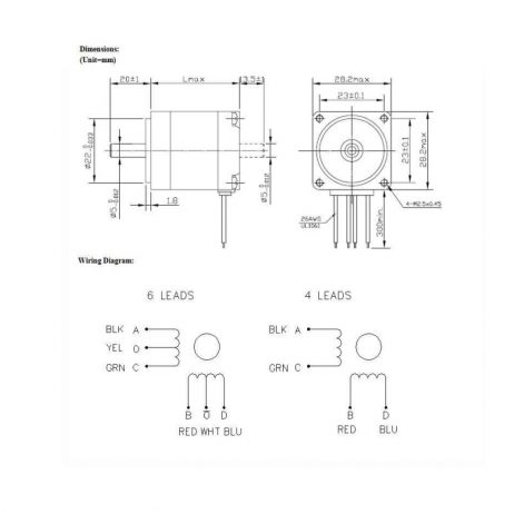 28HS45-0674 NEMA11 0.95Kg-cm Stepper Motor Round-Type