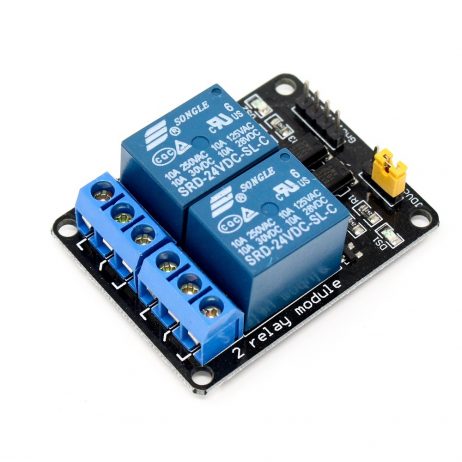 24V Dual Channel Relay Module (with Light Coupling) Diemension : (50 x 39 x 18 mm)