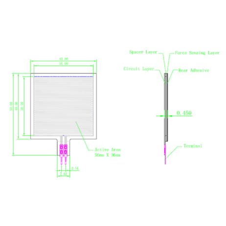 Force Sensitive Resistor RP-S40-ST (10g-20kg)