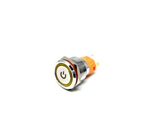 LB19A-P11F-LANBOO-19mm 3A Push Button Switch Yellow(DC 9-24V,EDY-1NO1NC)